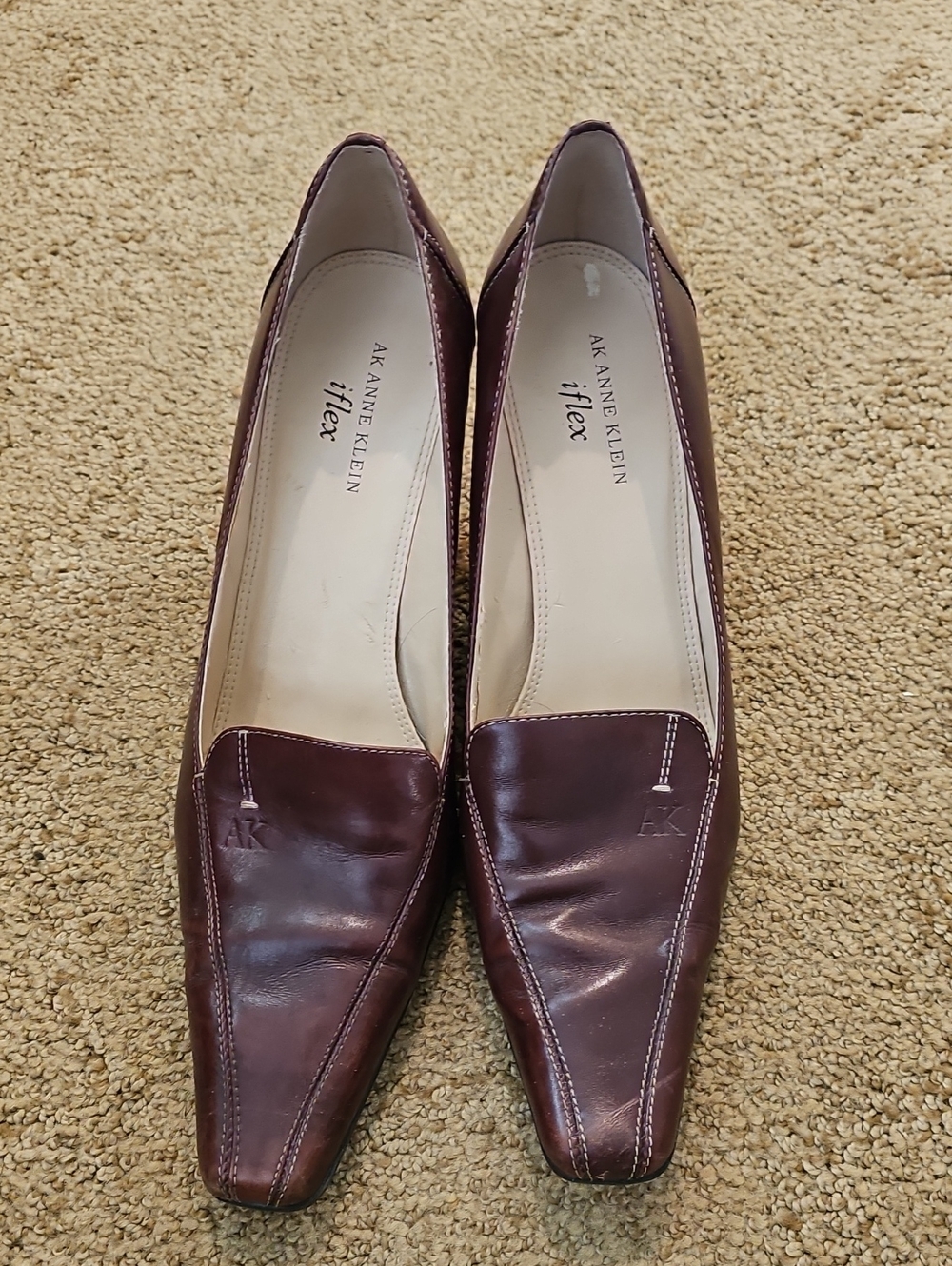 Anne Klein Burgundy Leather Pumps